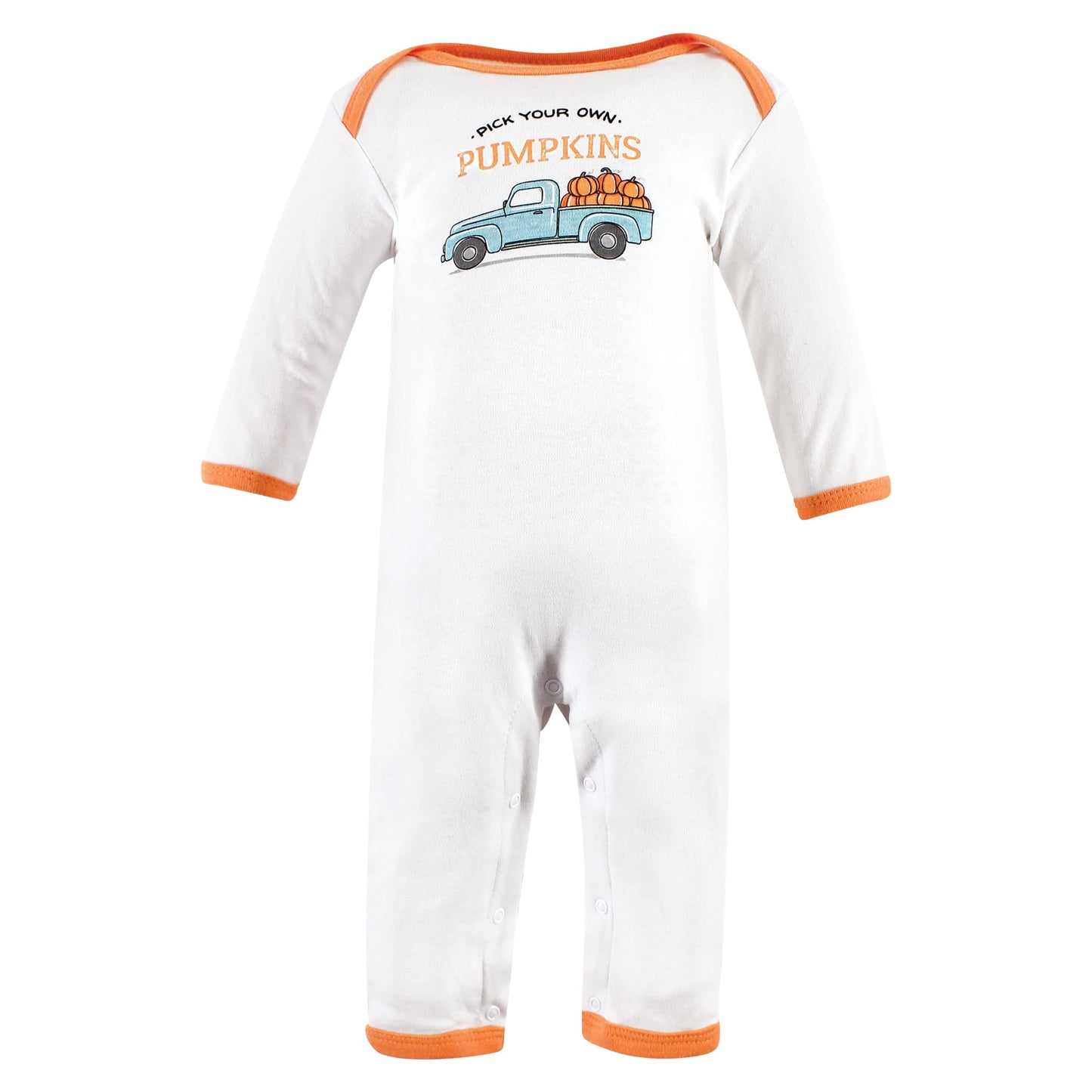 Hudson Baby Unisex Baby Cotton Coveralls, Pumpkin Truck, 3-6 Months