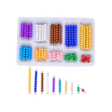 Kghios Montessori Math Toys Material for Toddlers 10 Sets of Colord Bead Chains 1-10 for Early Preschool Learning Toy,1-10 Numer