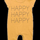 Ayiyo Baby Infant Short Sleeves Happy Printed Bodysuit Rompers Shortalls Outfit Yellow