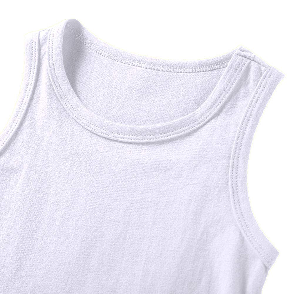 Dcuterq Toddler Baby Boys Girls Solid Tank Tops T-Shirts Undershirts Cotton Summer Sleeveless Vest White 12-18 Months