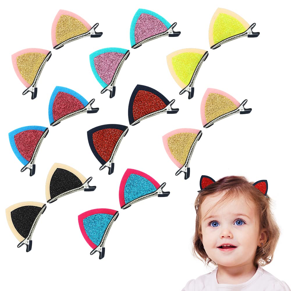Dreamlover Hair Clips For Girls, Cat Ear Hair Barrettes For Kids, Cute Hair Accessories For Toddler Girls, 16 Pieces