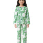 ANTHRILO Pajama TShirt Set for Girls | Kids Night Suit for Girls | Nightwear | 100% Cotton Pyjama Set Animal Print Green | Long