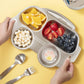 Happy Hues Stainless Steel Divided Meal Plate Tray3 Compartments Dinner Dish For Baby (Bus 02)