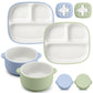 Domensi 4 Pcs Square Porcelain Kid Plate and Bowl Set with Suction, 2 Ceramic Toddler Divided Plate 2 Baby Anti Slip Silicone Sl