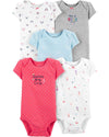 Carter'S Baby Girls 5 Pack Bodysuit Set, Princess, 9 Months