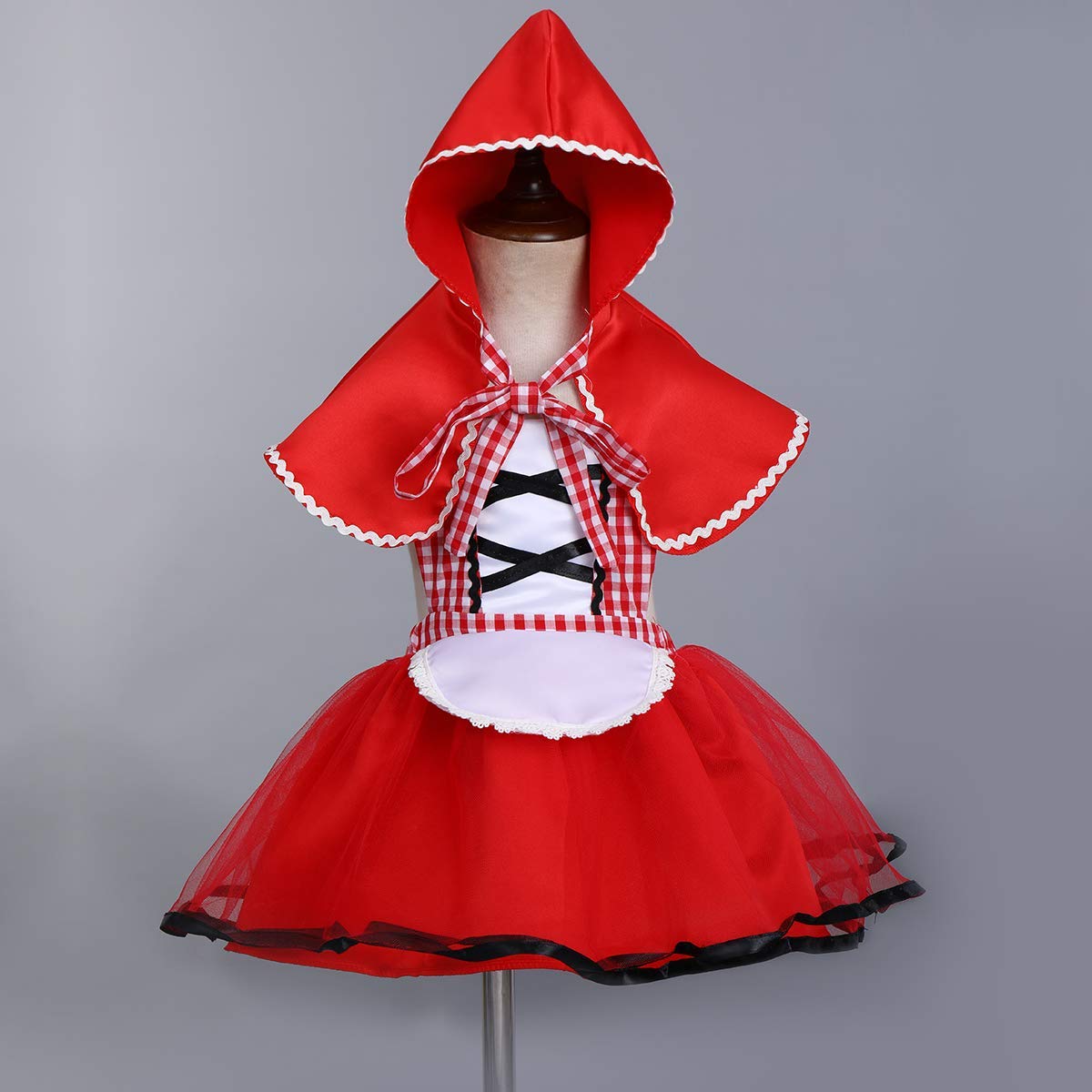 Fymnsi Baby Girls Halloween Deluxe Little Red Riding Hood Costume Cape Cloak Outfits Storybook Fairy Tale Costume 6-12 Months
