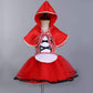 Fymnsi Baby Girls Halloween Deluxe Little Red Riding Hood Costume Cape Cloak Outfits Storybook Fairy Tale Costume 3-6 Months