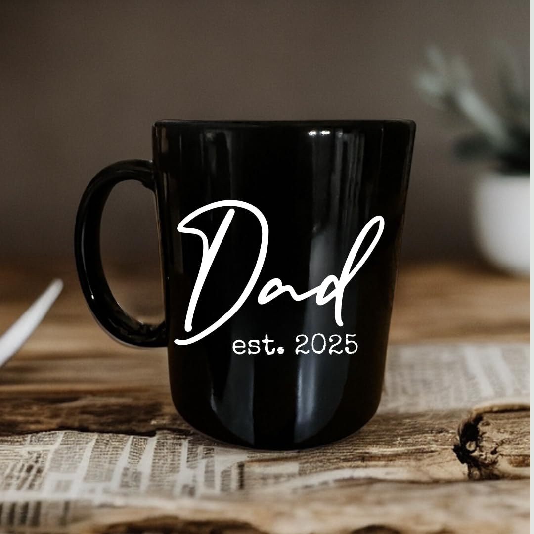 Pregnancy Gift Est 2023 - New Mommy And Daddy Est 2023 11 Oz Black Mug Set With 'And So The Adventure Begin' Romper (0-3 Month