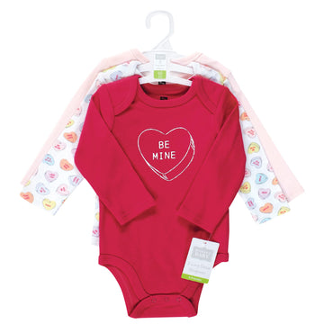 Hudson Baby Unisex Baby Cotton Long-Sleeve Bodysuits, Be Mine Valentine, 3-6 Months
