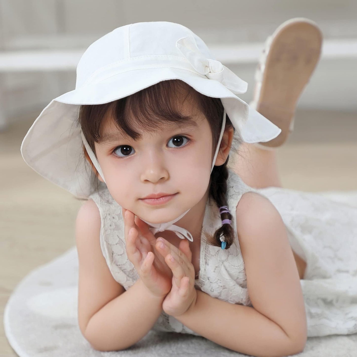 Durio Baby Girl Sun Hat Baby Girl Gifts Cute Bowknot Summer Baby Girl Hat Toddler Girl Hat Upf 50+ Toddler Girl Sun Hat Ivory Wh