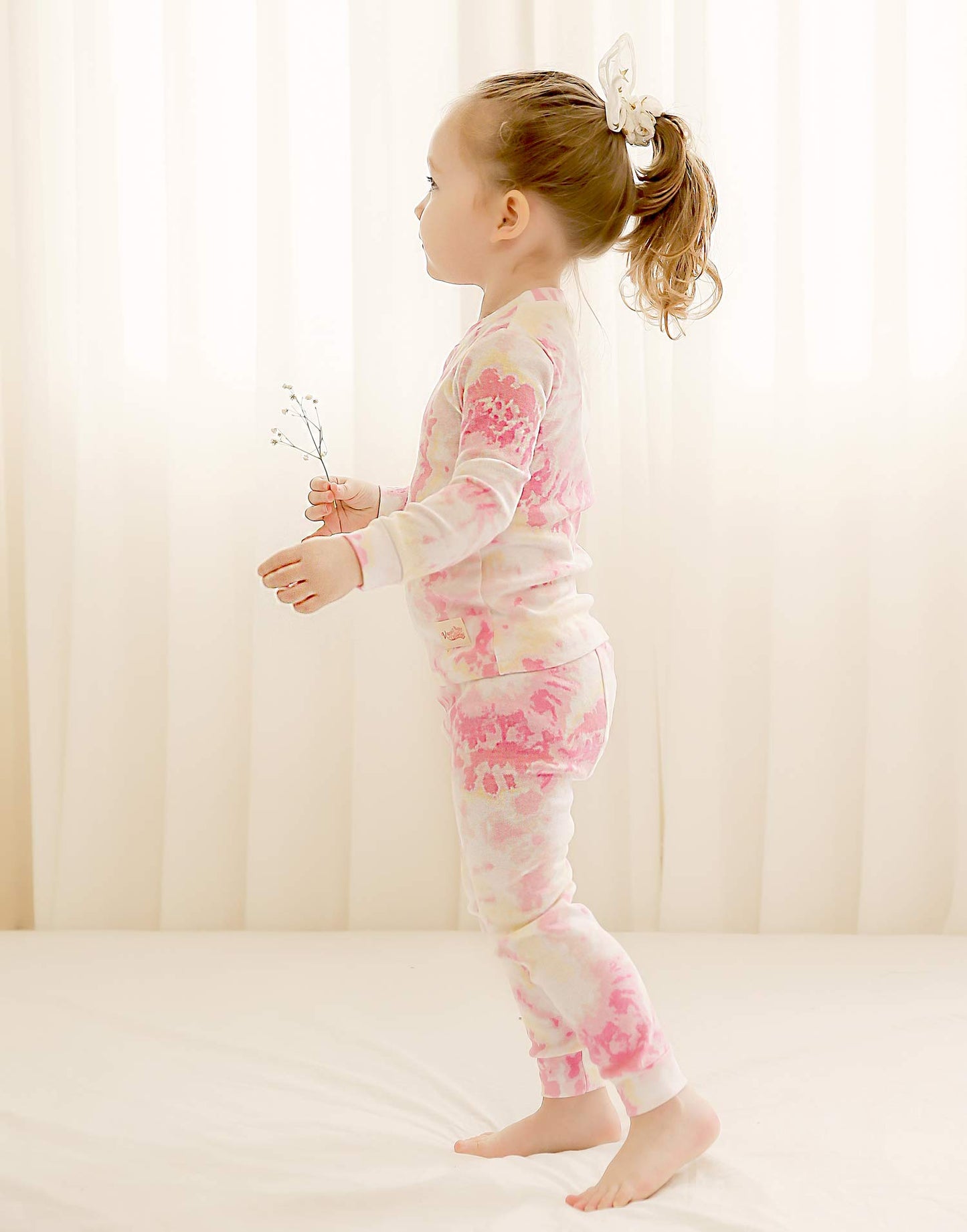 Vaenait Baby Kids Junior 100% Cotton Sleepwear Pajamas 2Pcs Set Tiedye-Pinkyellow-254 S