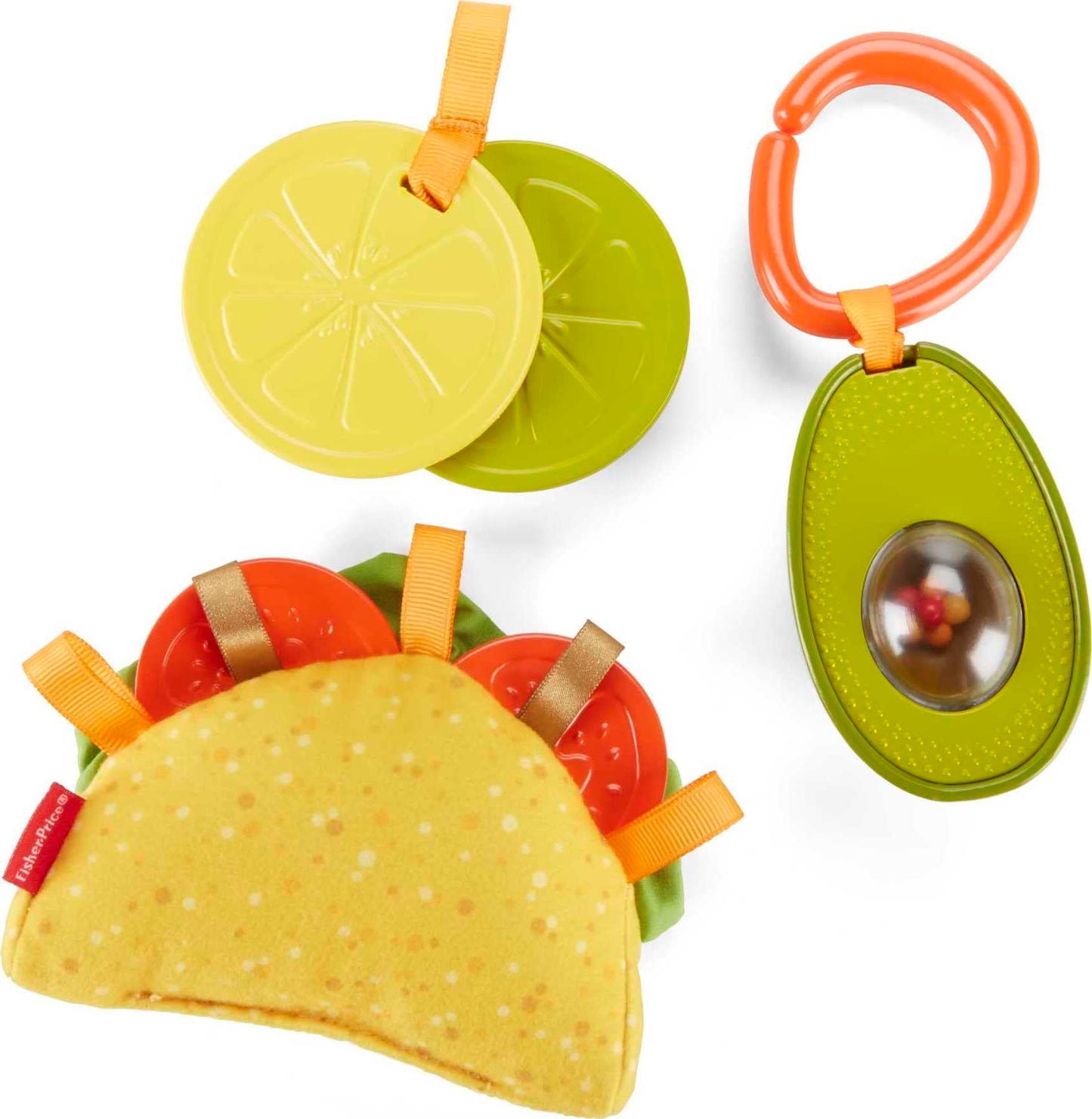 Fisher-Price Baby Toys Taco Tuesday Set, 3 Pretend Food Rattle & Sensory Activities for Newborns Ages 3+ Months