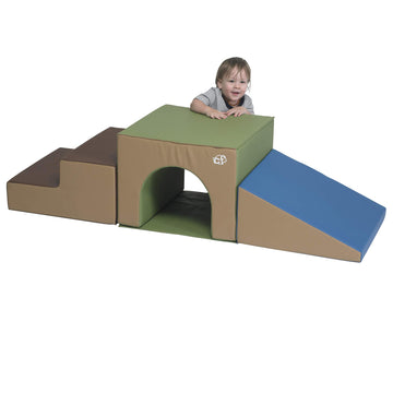 Children'S Factory - Cf805-172 3 Piece Over And Under Tunnel Climber, Indoor Toddler And Baby Climbing Toy, Soft Play Climber, T