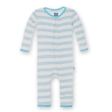 Kickee Pants Little Boys Print Fitted Coverall- Boy Desert Stripe, 12-18 Months