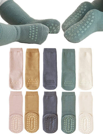 Baby Non Slip Grip Socks Toddler Knee High Anti Skid Crew Slipper Crawling Socks For Girls Boys Newborn (M(1-3T))