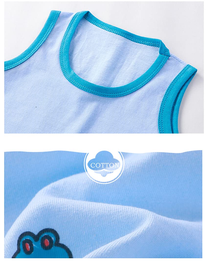 Nautysaurs Toddler Boys 4 Pcs Tank Top And Shorts Set Cotton Sleeveless Shirts And Shorts Summer Outfits (Crocodile And Panda, 1