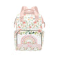 Noverbibi Custom Diaper Bag with Name Personalized Floral Rainbow Nylon Travel Backpack for Holiday Travel Customized Nappy Chan