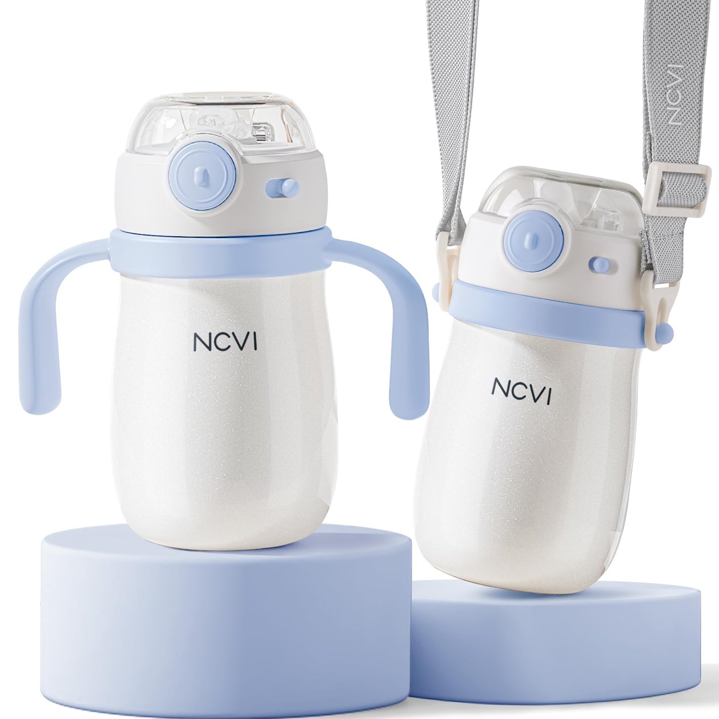 Ncvi Kids Stainless Steel Straw Cup For Toddler 1-3 Years Old, Training Tumbler With Straw Spill Proof With Handle, Insulated Bo