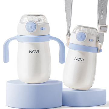 Ncvi Kids Stainless Steel Straw Cup For Toddler 1-3 Years Old, Training Tumbler With Straw Spill Proof With Handle, Insulated Bo