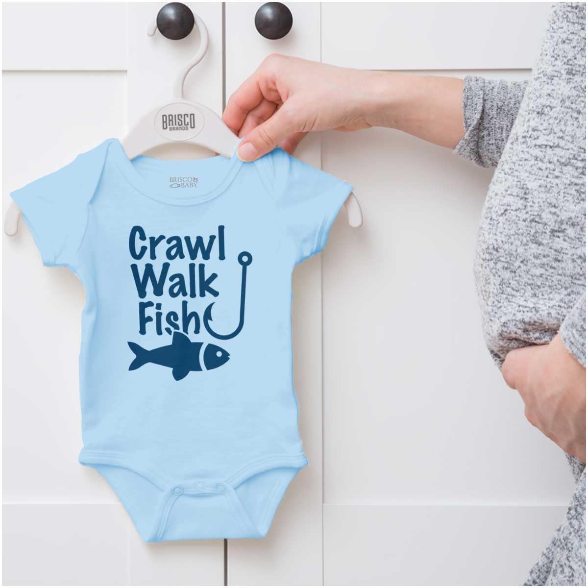 Brisco Brands Crawl Walk Fish Hook Outdoor Lover Baby Romper Boys Or Girls