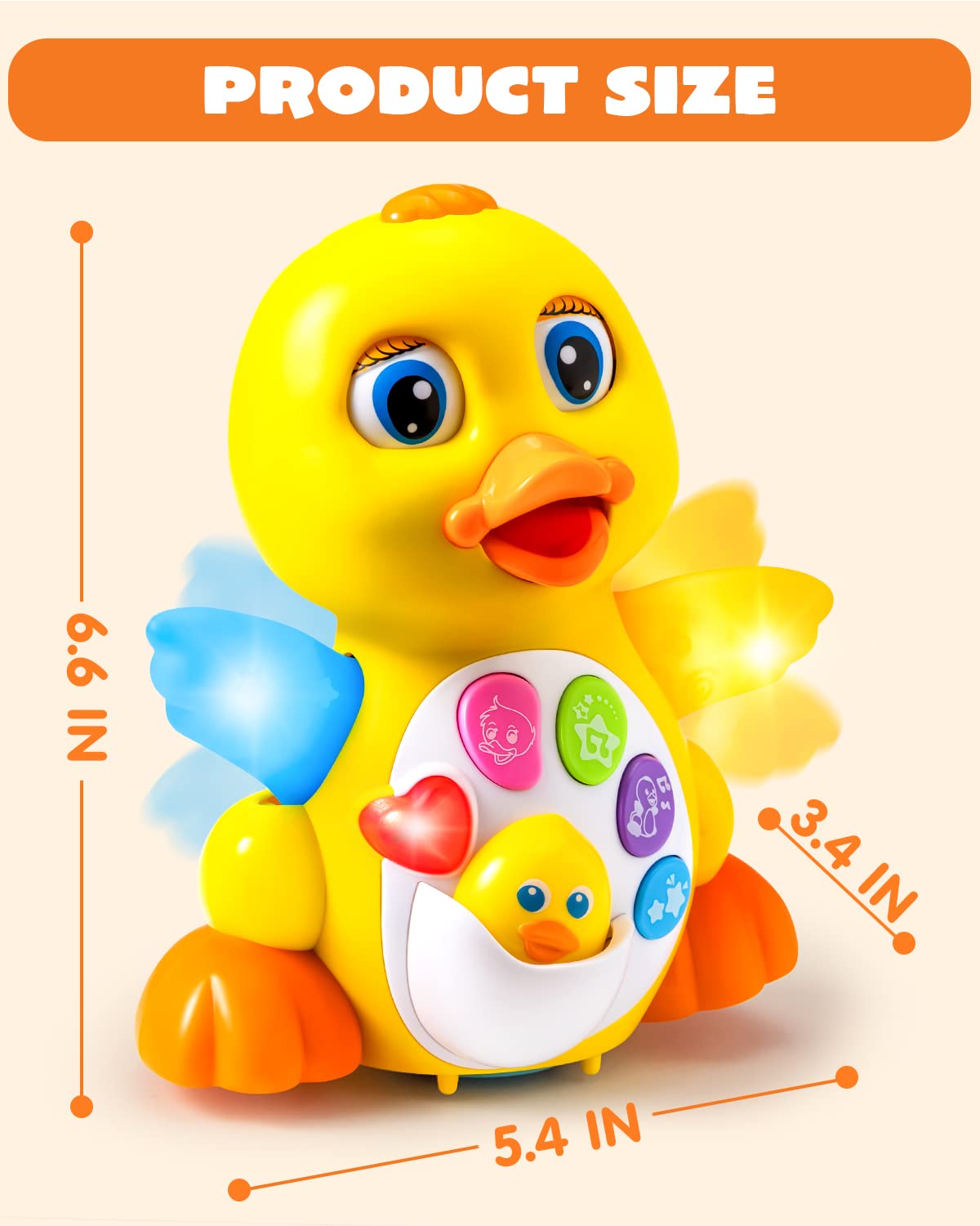 JOYIN Baby Toys Duck, Infant Musical Toys 18+ Months, Tummy Time Toys with Music & Lights, Light Up Learning Toys, Dancing Crawl