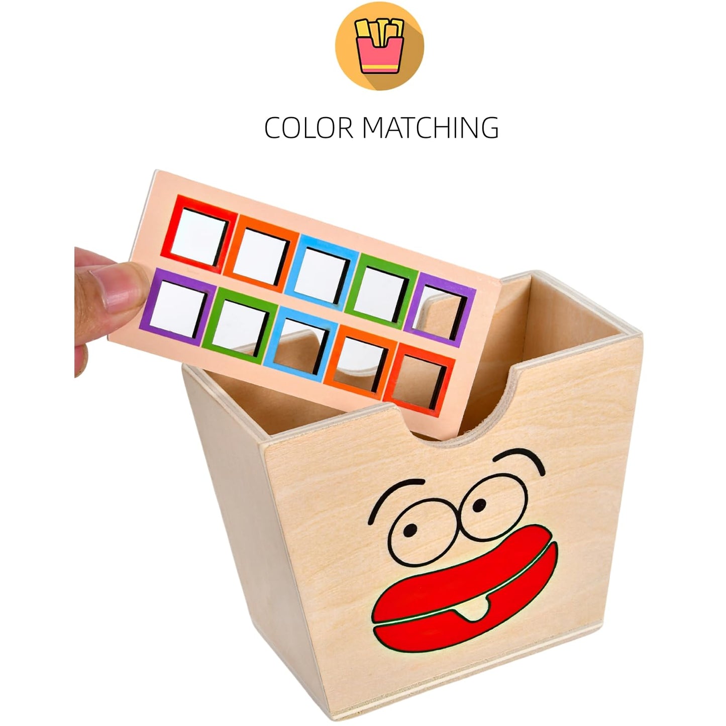 MIKNEKE Wooden French Fries Sorting & Stacking Toys for Toddlers, Montessori Toys for 3 Year Old, Preschool Educational Toys to