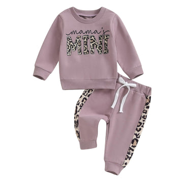 Kupretty Baby Girl Fall Winter Clothes Toddler Outfit Letters Graphic Crewneck Sweatshirts Joggers Pants Set (Purple, 2-3 Years)