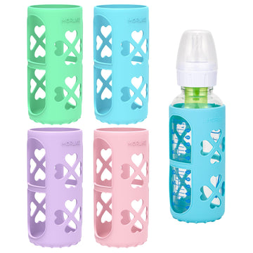 Morlike 4 Pack Silicone Sleeves Fit For 8 Oz/250 Ml Dr. Brown'S Natural Narrow Glass Baby Bottle, 100% Silicone Covers Protect G