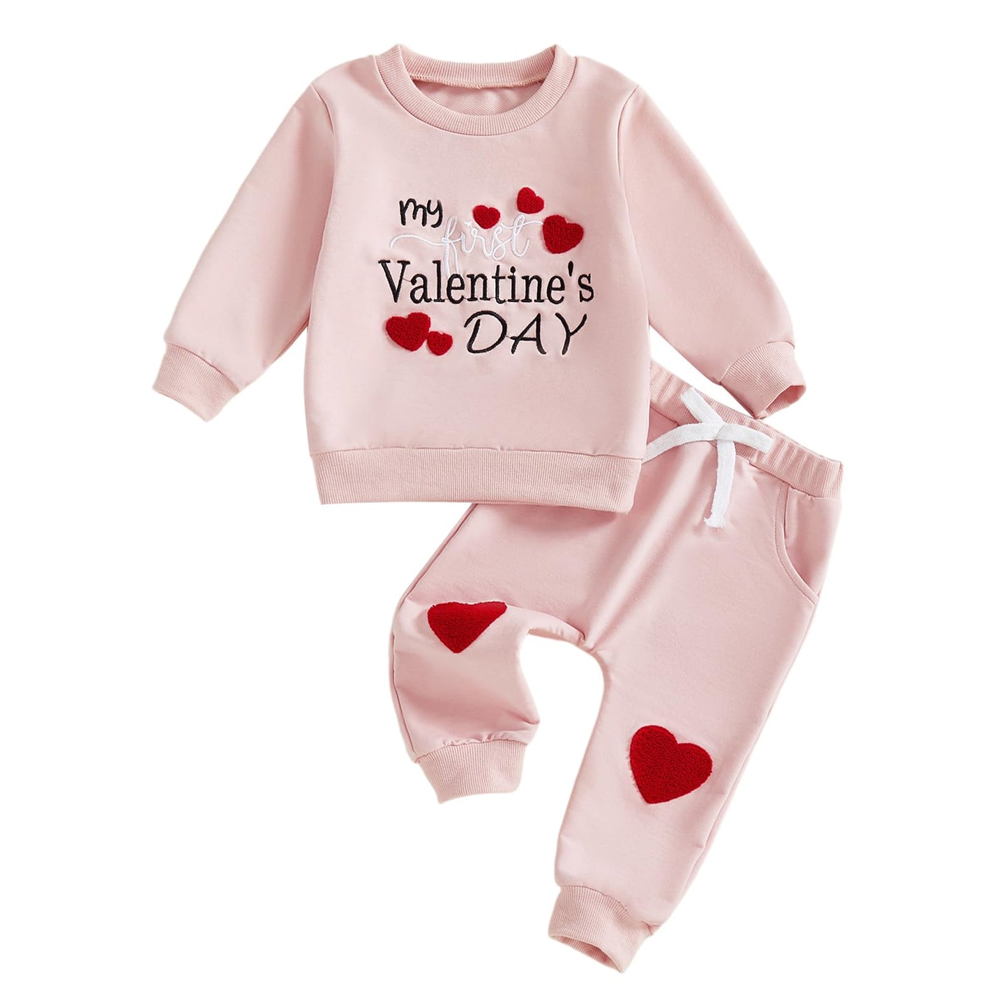 Thorn Tree My First Valentines Day Baby Girl Outfit Long Sleeve Newborn Sweater Pocket Pants Fall Winter Clothes Toddler Outfits