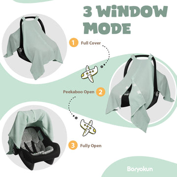 Muslin Car Seat Cover For Babies, Baby Carseat Cover For Boys Girls, Lightweight Infant Car Seat Canopy, Breathable Stroller Cov