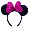 Chuangqi 1Pcs Mouse Ears Shiny Headband With 3D Bow, Hair Band Double-Sided Sequin Bow For Birthday Party Or Amusement Park (3D