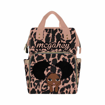 Artsadd Customized Baby Girl Diaper Backpack, Vintage Headband Nappy Backpack Personalized Name Baby Bags With Insulated Pockets