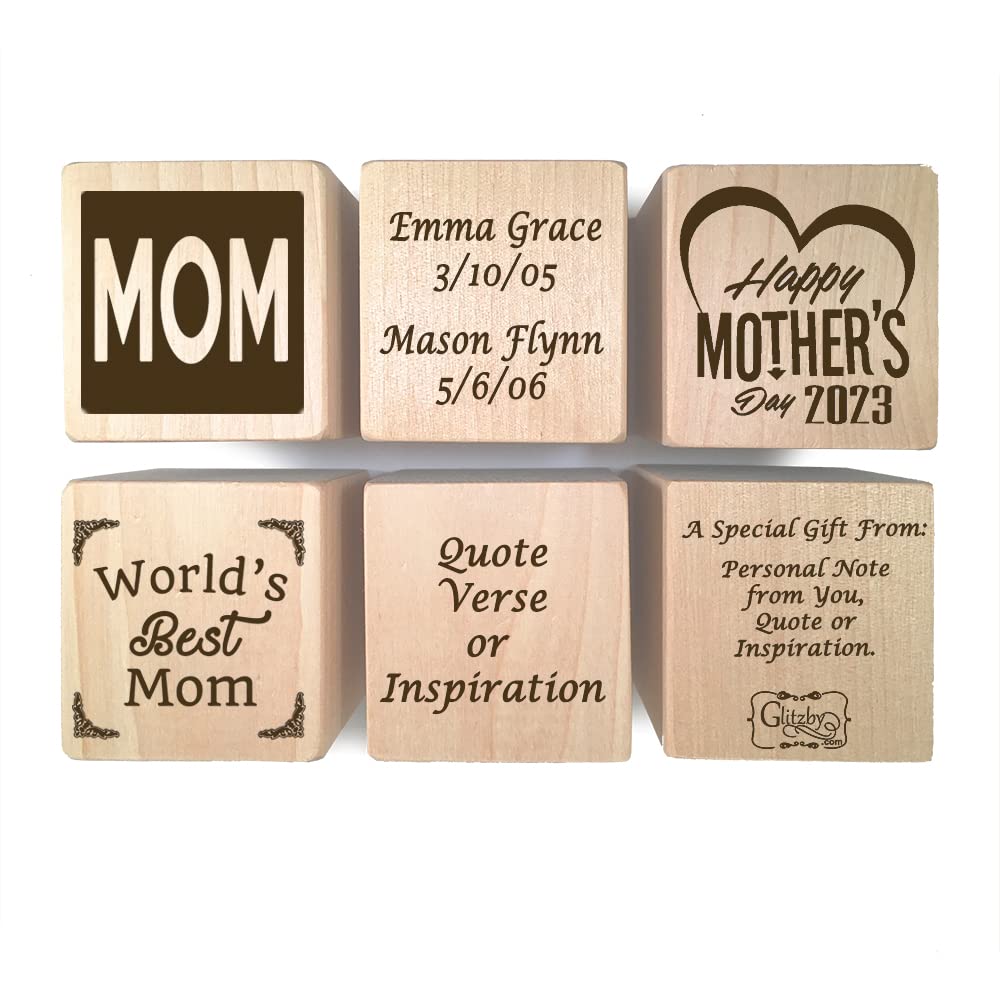 Mothers Day Gift Block 2023 - Personalized Block First Mother'S Day Gift - Custom Engraved Wooden Baby Block For Boy And Girl An