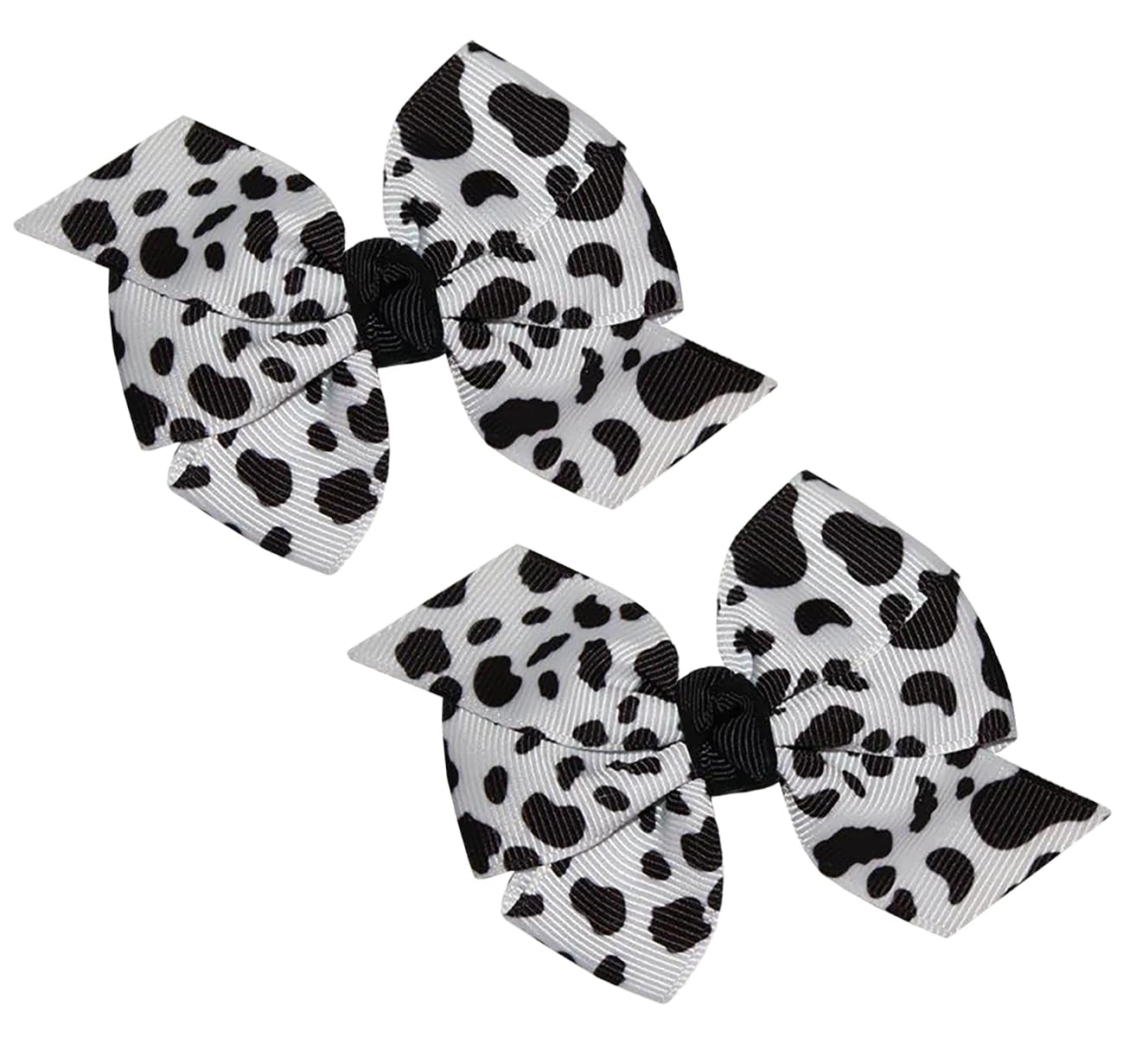 WEBB DIRECT2U Baby Girls 2 Pc Farm Girl Holstein Moo Cow 3 Hair Bows Alligator Clips (Black)
