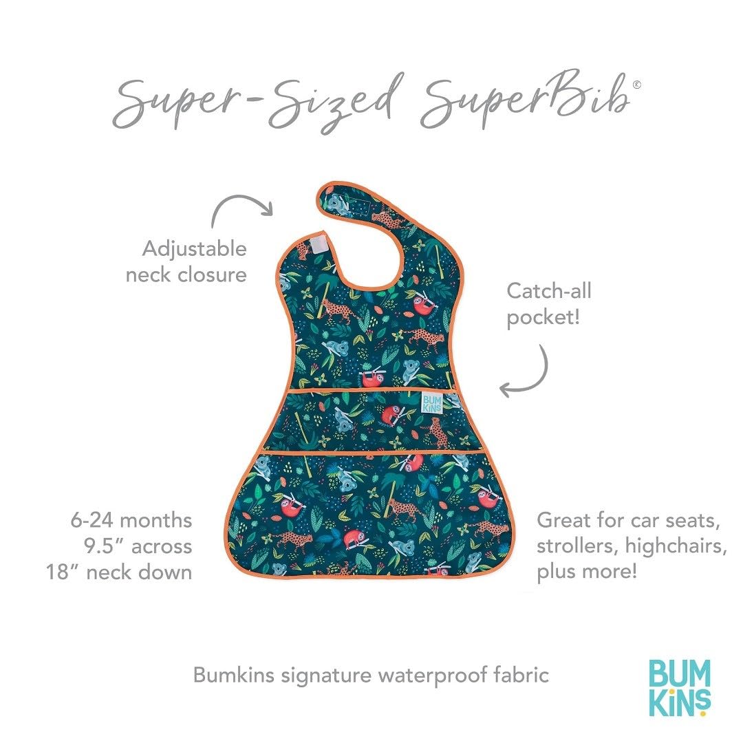 Bumkins Bibs For Girl Or Boy, Superbib Baby And Toddler For 6-24 Months, Full Cover Large Oversize, Essential Must Have For Eati