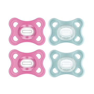 Mam Comfort Pacifiers, Newborn Pacifiers, 4 Count, Mam Pacifiers 3-12 Months, Best Pacifier For Breastfed Babies, Girl Silicone