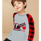 Toddler Valentine'S Day Shirt Boys Heart Crane Truck Outfits Buffalo Red Plaid Raglan Sleeve Clothes Kids Tee Tops 2T