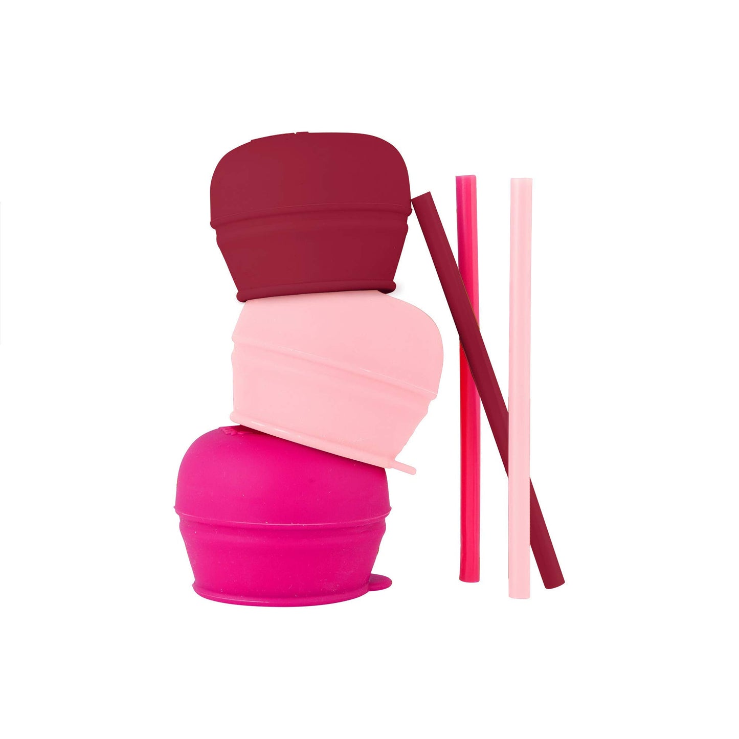 Boon Snug Straw Universal Silicone Straw Lids - Multi (3pk), Pink