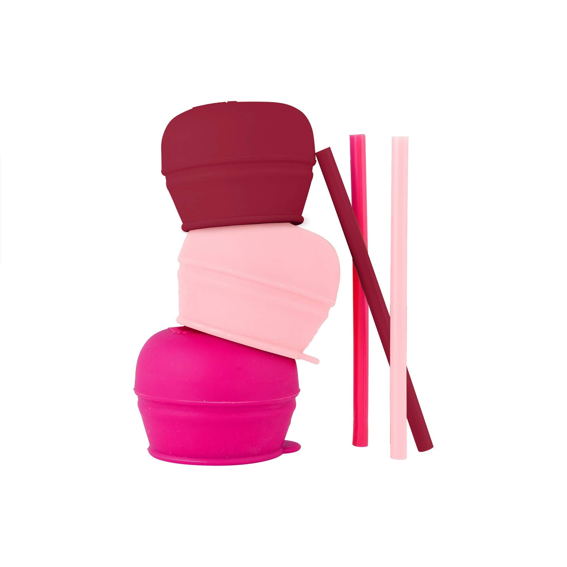 Boon Snug Straw Universal Silicone Straw Lids - Multi (3pk), Pink