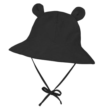 Zando Baby Sun Hat Bucket Hat Wide Brim Beach Caps Toddler Hats For Boys With Bear Ears Infant Summer Hat For Girls Black 0-6Mon