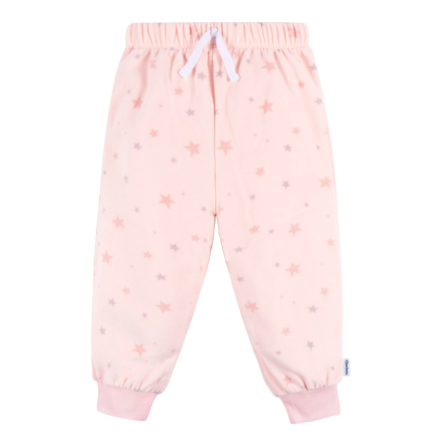 Gerber Baby Girl'S 2-Piece Fleece Pajamas Pants Set, Pink Stars