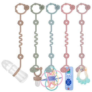 5 Pcs Toy Straps for Baby, Adjustable Stroller Accessories Toy Holder, Prevent Drop Silicone Pacifier Clip, Baby Travel Essentia