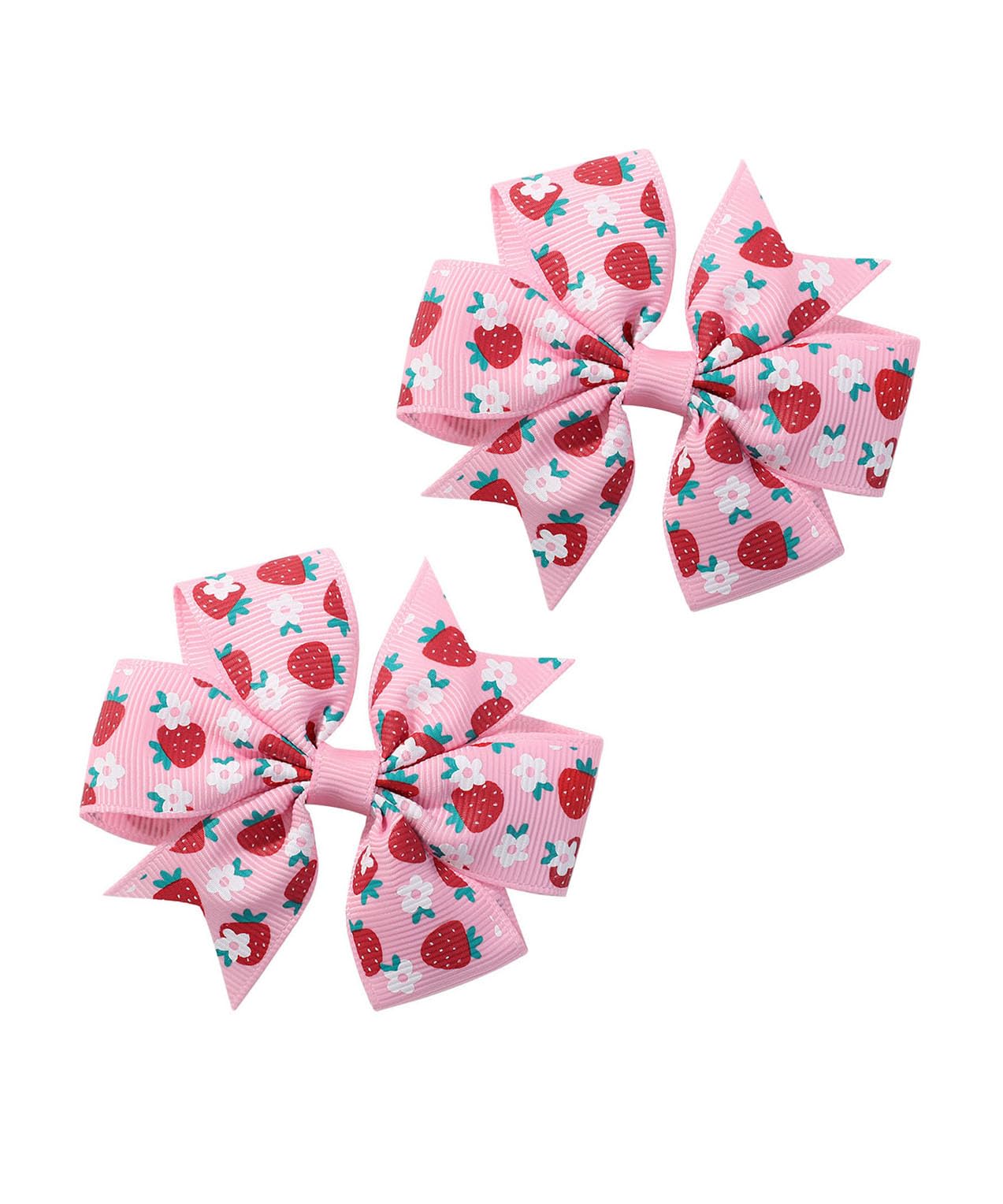 Strawberry Snap Clips Baby Girls Fruit Hair Bow Clips Strawberry Hair Ring Tie BBW24 (Set-O)