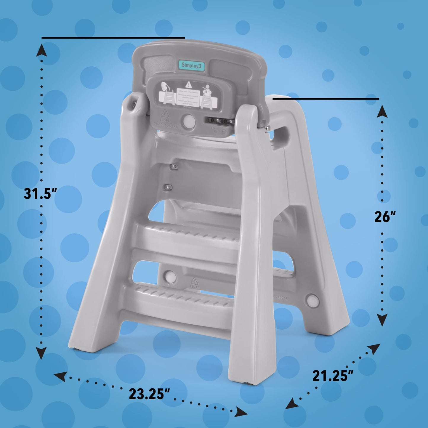 Simplay3 Big Kids Booster Seat, Lightweight Toddler Booster Chair For Dining Table And Kitchen, Toddler Kitchen Helper, Made In