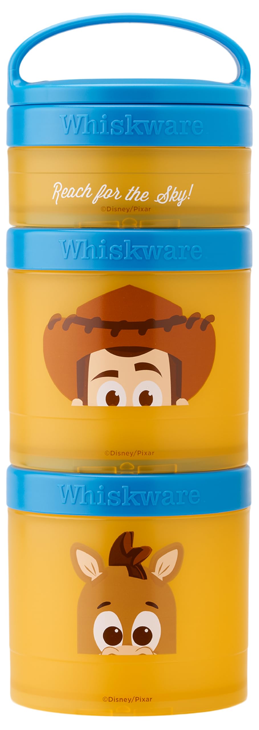 Whiskware Disney Pixar Stackable Snack Containers for Kids and Toddlers, 3 Stackable Polypropylene Snack Cups for School and Tra