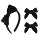 Black Velvet Bow Headband & 2 Pcs 4 Inch Hair Bows Set, Black School Hair Accessories For Little Toddler School Girls (Velvet Bl