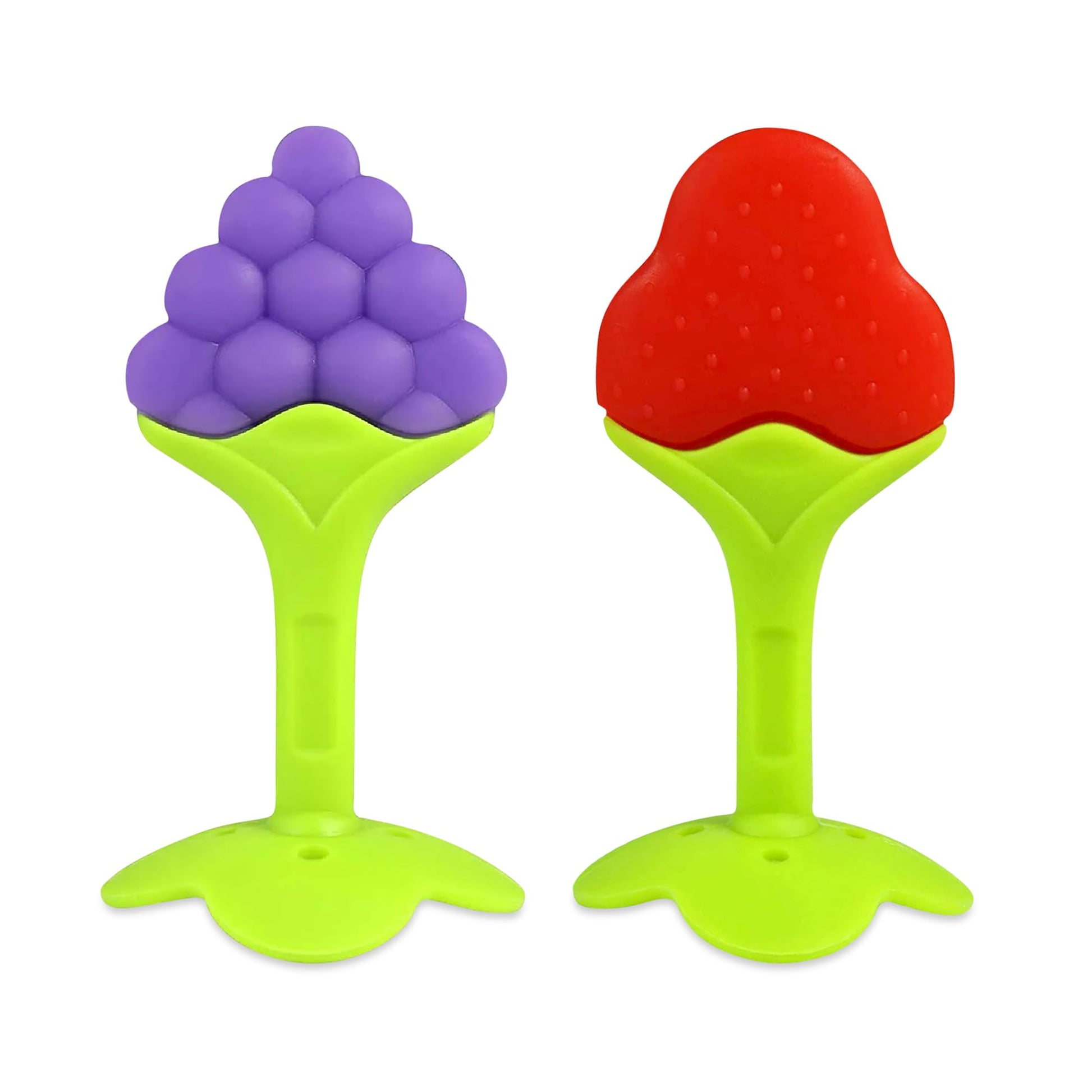 Glun 6 Piece Baby Teeth Chewer Teether, Silicone Fruit Shape Toy For 012 Months, Bpa Free Silicone Soothing Teether Soft & Safe