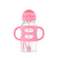 Dr. Brown'S Milestones Wide-Neck Sippy Straw Bottle With 100% Silicone Handles And Weighted Straw, 9 Oz/270 Ml, Pink, 6M+