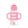 Dr. Brown'S Milestones Wide-Neck Sippy Straw Bottle With 100% Silicone Handles And Weighted Straw, 9 Oz/270 Ml, Pink, 6M+