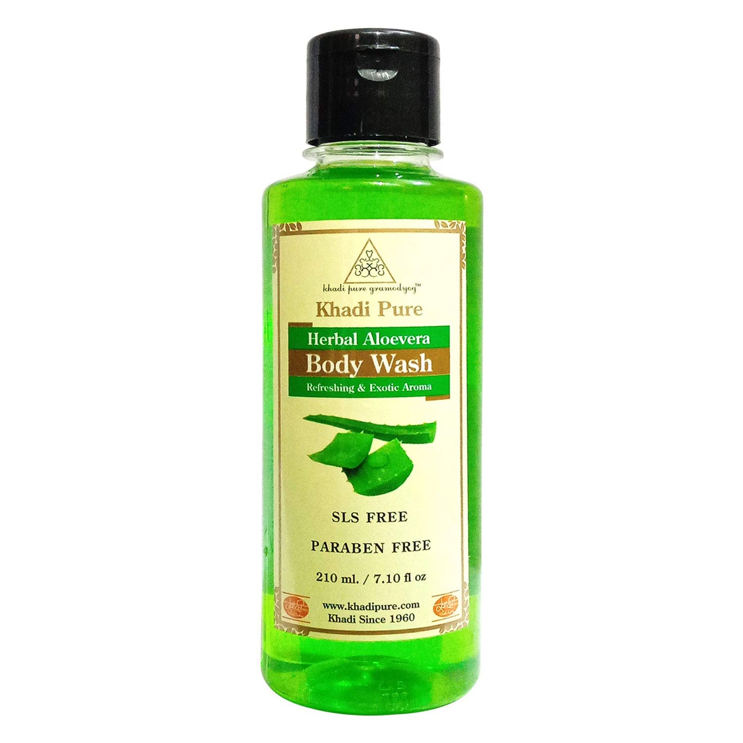 Khadi Pure Herbal Aloe Vera Body Wash SlsParaben Free  210Ml | Natural Aloe Vera Extract | Moisturizing & Soothing | Suitable 